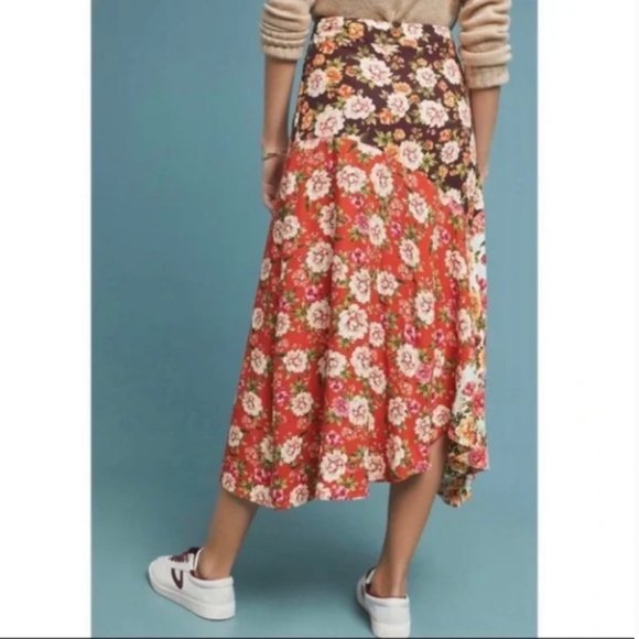 Anthropologie Farm Rio Patchwork Floral Midi Skirt - Picture 2 of 5